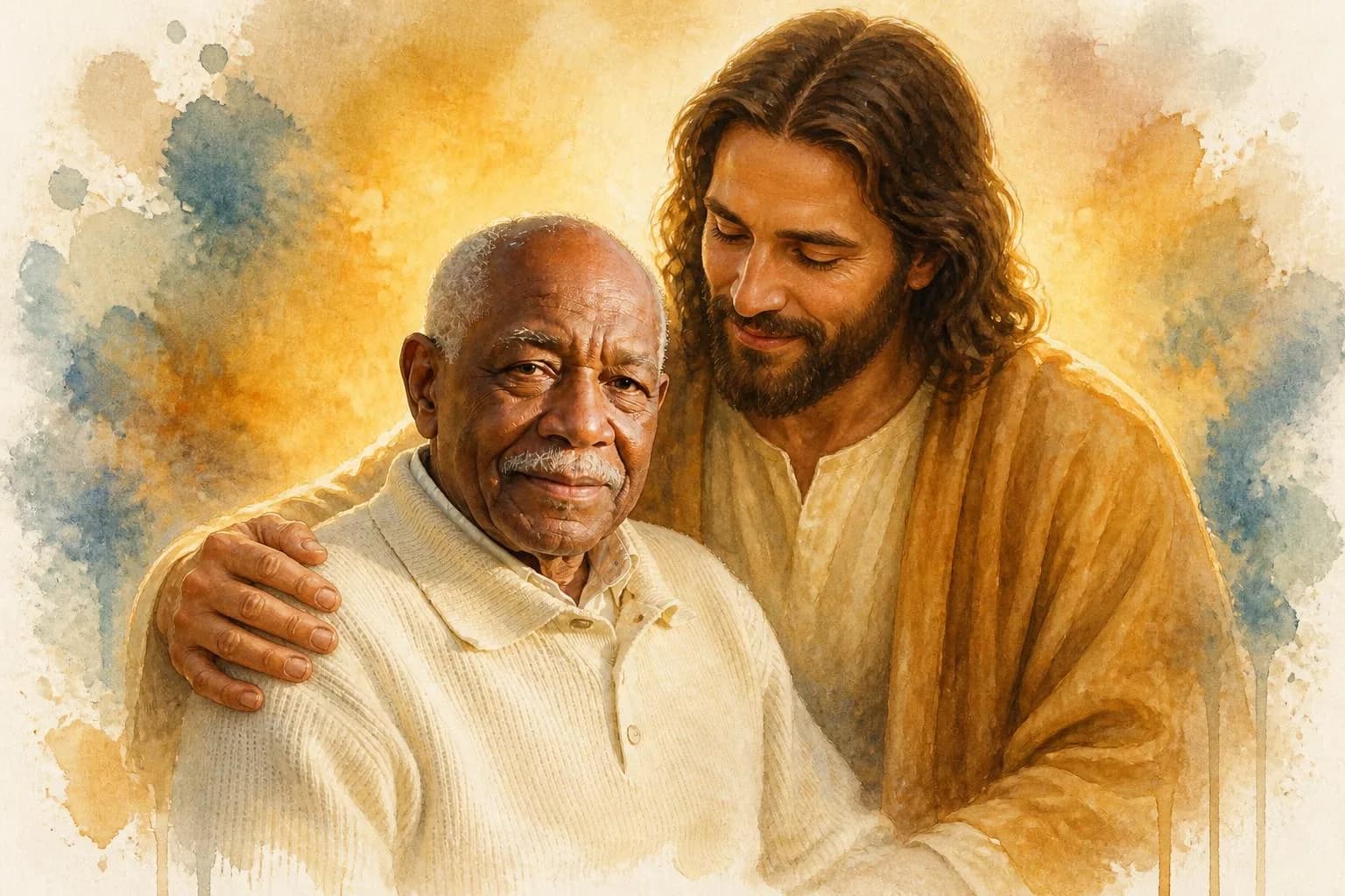 Warm devotional portrait with Jesus