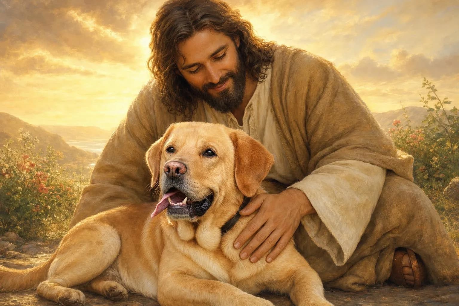 Pet portrait blessed by Jesus