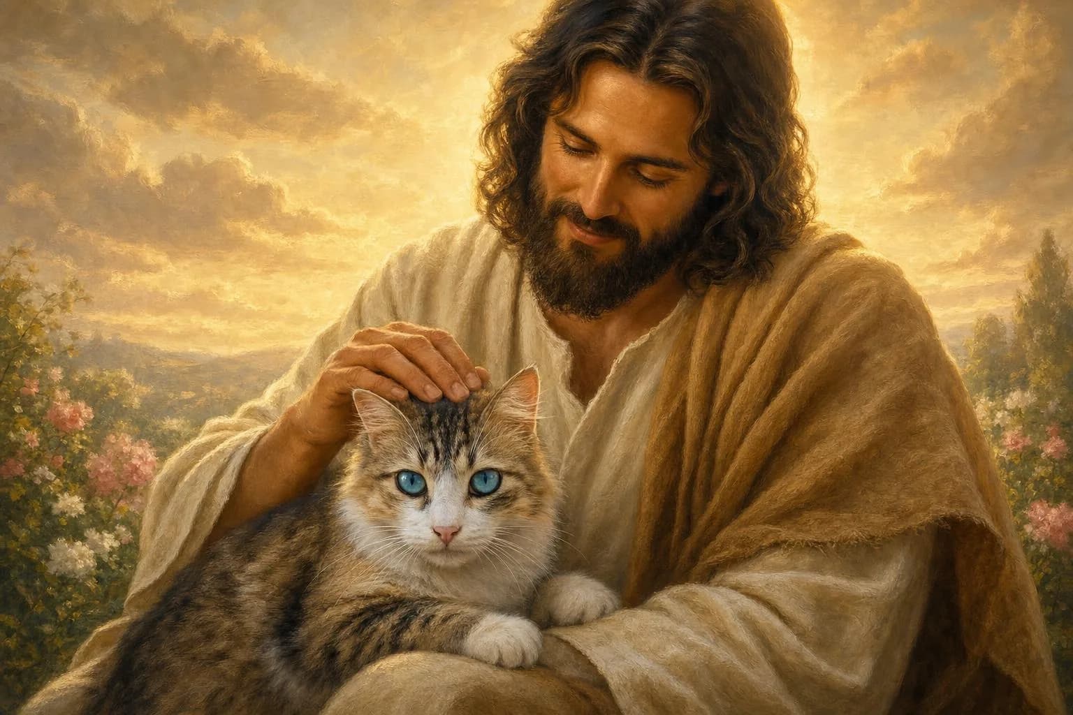 Pet portrait blessed by Jesus