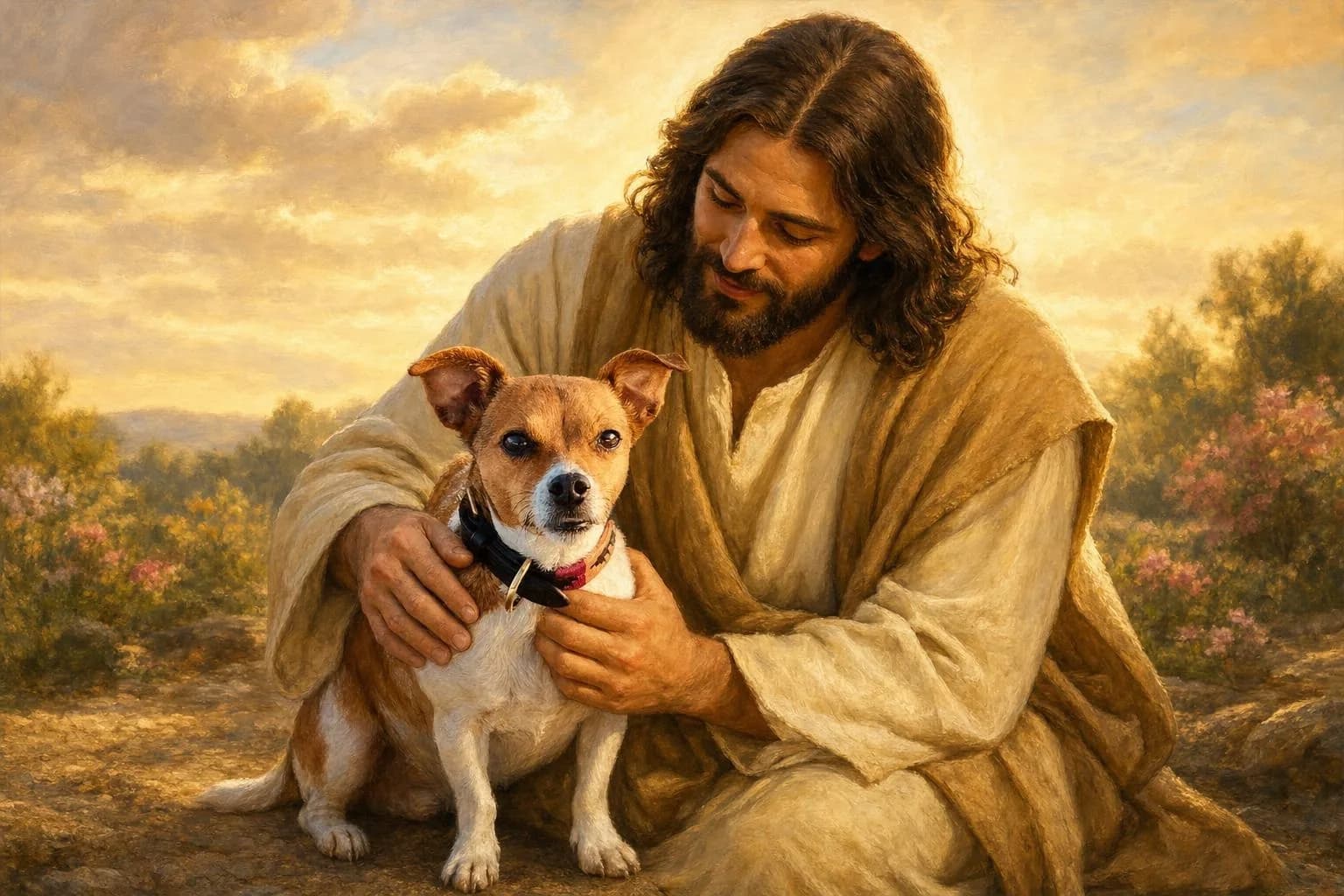Pet portrait blessed by Jesus