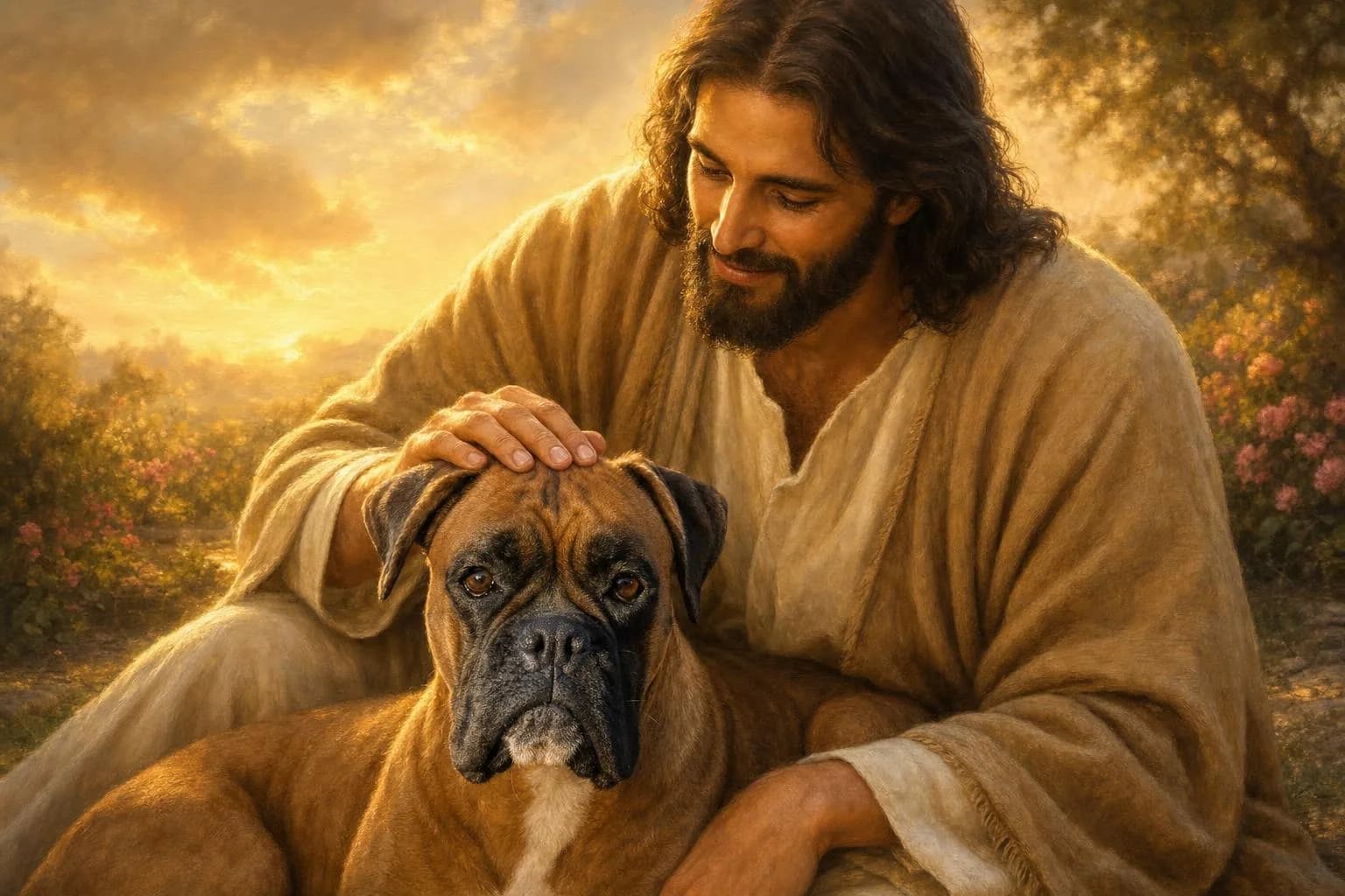 Pet portrait blessed by Jesus