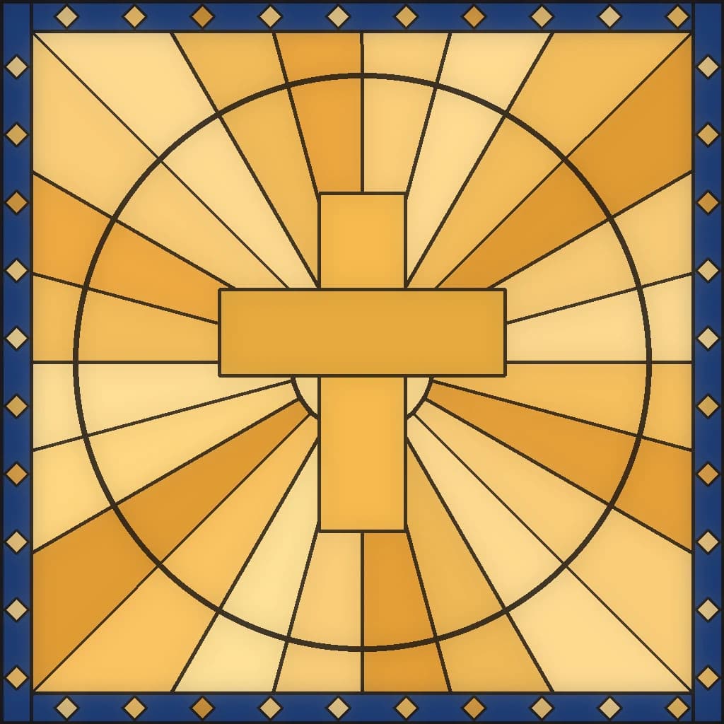 Stained-glass cross window artwork
